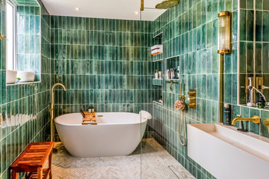 Design ideas for a contemporary bathroom in Hertfordshire.
