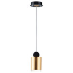 ET2 Lighting - Nob LED Pendant - These geometric pendants can be arranged at various heights to create both a sculptural and functional form. Housings of plated Gold in various shapes and sizes are topped with a round handle of Black and finished on the bottom with a Clear acrylic diffuser.