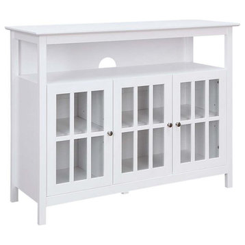 Big Sur Deluxe 48-inch TV Stand with Storage Cabinets and Shelf in White Wood