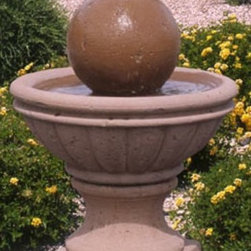 Custom Tuscan Fountain with 15 Inch Sphere - Outdoor Fountains And Ponds