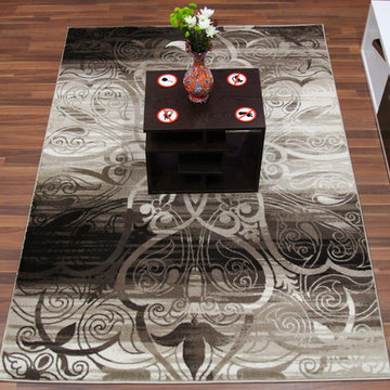 Brown Beige Damask Rug