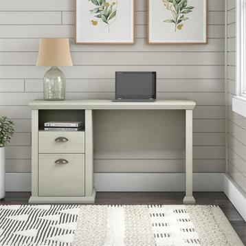 Yorktown 50W Home Office Desk with Storage in Linen White Oak - Engineered Wood
