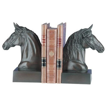 Bookends Bookend EQUESTRIAN Lodge Horse Head Large Ebony Black Resin