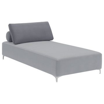 Giovanni Upholstered Accent Chaise With Removable Pillow Grey