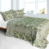 Noble Garden Cotton 3PC Vermicelli-Quilted Printed Quilt Set (Full/Queen Size)