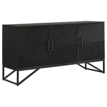 Coaster Riddell 3-Door Contemporary Wood Accent Cabinet in Matte Black