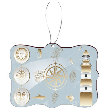 Antique nautical and lighthouse Design Rectangle Christmas Tree Ornament
