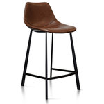 Gingko - Pablo Counter Stool, Set of 2, Chestnut Brown - Pablo's modern sleek design are warmed by the rich tones of its chestnut brown, teal blue or dark Gray faux leather upholstery. Don't be fooled by Pablo's slim lines--this counter sool is well padded, has back support and is extremely comfortable! Decorative stitching and black steel base complete the look. Pablo pairs well with a wide range of counter tops and easily updates any kitchen design. Quality materials and superior construction makes this Pablo Counter Stool suitable for commercial as well as residential projects.