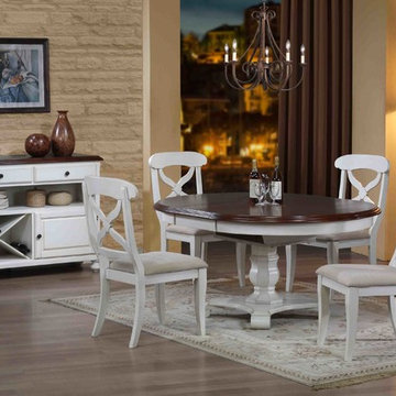 Sunset Trading 5 Piece Andrews Butterfly Leaf Dining Set in Antique White
