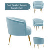 Modern Velvet Upholstered Club Armchair with Golden Metal Legs, Blue
