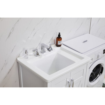 Stufurhome Hathaway 27"x34" White Engineered Wood Laundry Sink