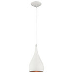Livex Lighting - Livex Lighting 41171-69 Metal Shade - 6.25" One Light Mini Pendant - The modern, minimal look comes in a chic brushed aMetal Shade 6.25" On Shiny White Shiny Wh *UL Approved: YES Energy Star Qualified: n/a ADA Certified: n/a  *Number of Lights: Lamp: 1-*Wattage:60w Medium Base bulb(s) *Bulb Included:No *Bulb Type:Medium Base *Finish Type:Shiny White
