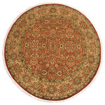 Bareen's Designer Rugs - Antique  Pak-Persian Larue Rust Beige Wool Rug - 7'2 x 7'3 - Designed with mesmerizing intricacy and gorgeous color palette, this hand-knotted masterpiece demonstrates the beauty and electrifying thrill of Pak Persian art. These meticulously handcrafted Pak-Persian rug is made with pure wool and features breathtaking traditional and transitional designs in beautiful lush color pallet. Known for their intricate designs these rugs are a reproduction of Persian rugs, made in Pakistan with unique Mughal designs. Made by master weavers using the same Persian texture, design and dying technique, we wanted to create the most significant manifestation of the Persian art, life and culture. This rug is most famous for its exceptional quality, incredible designs, patterns and vibrant rich color. Pak-Persian rugs made with Persian weave with high knot counts, which enables the high intricacy and detail found in the patterns are also referred to as State of art, each color adds a rich beautiful detail in the artwork of this rug. The design, color and beautiful chromatic composition with a vibrant sheen with traditional and transitional designs, exude beauty, elegance and quality make this rug a masterpiece of its own.