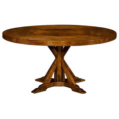 Large Round Dining Table Traditional Country Solid Wood 60, 72 Lazy Susan