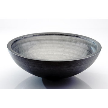 Voltaire Glass Vessel Sink, Silver and Black