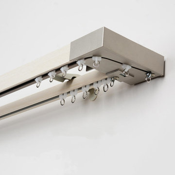 QYRF02 Wood Grain Single Double Curtain Tracks Ceiling/Wall Mount