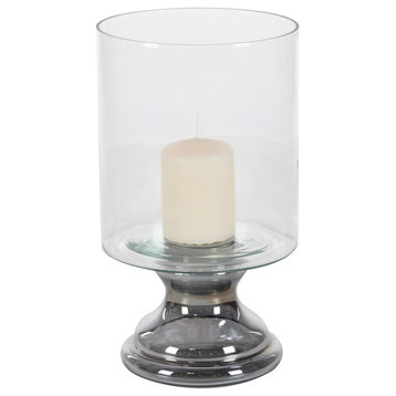Traditional Silver Glass Hurricane Lamp 24687