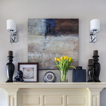 Blue, Gray & Brown Open-Concept Living Room