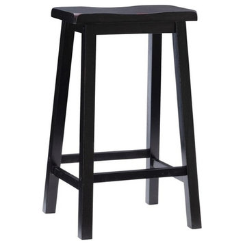 Home Square 29" Wood Bar Stool in Antique Black Finish - Set of 3