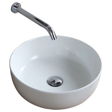 15" Round White Ceramic Vessel Sink