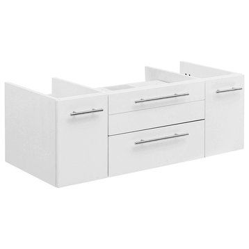 Lucera Wall Hung Vessel Sink Bathroom Cabinet, White, 42"