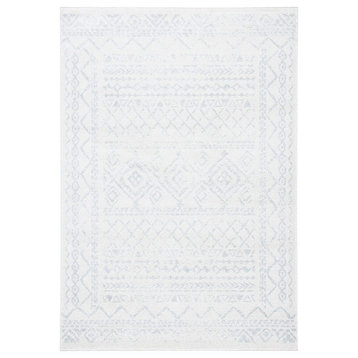 Contemporary Area Rug, Polypropylene With Moroccan Pattern, Ivory/Light Grey