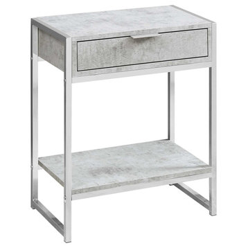 HomeRoots 12.75" x 19.5" x 23.75" Grey Finish and Metal Accent Table