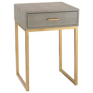 Shagreen End or Side Table, Gray and Gold