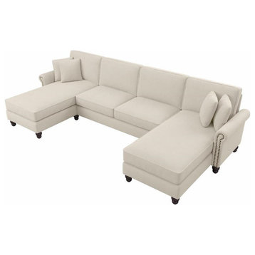 Coventry 131W Sectional with Double Chaise in Cream Herringbone Fabric