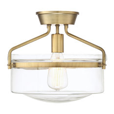 1-Light Semi-Flush Mount, Natural Brass