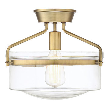 1-Light Semi-Flush Mount, Natural Brass
