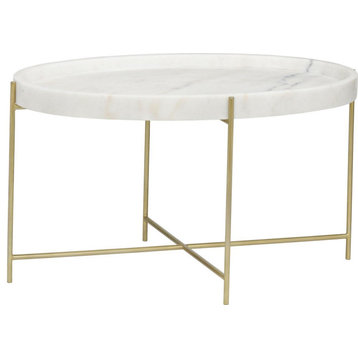 Cocktail Table CHE Antique Brass Metal Stone