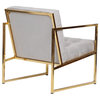 Lexington Tufted Accent Chair Armchair, Gold Frame, Fossil Grey