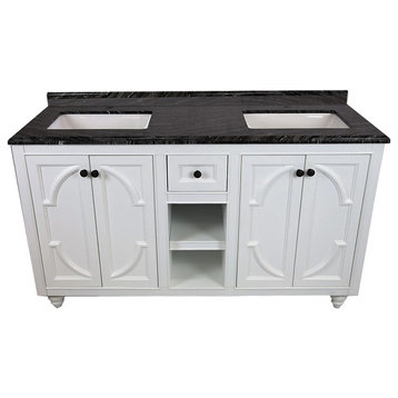 Odyssey - 60 - White Cabinet + Black Wood Counter, no mirror