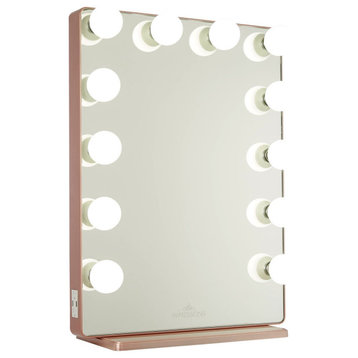 Hollywood Glow XL 2.0 Vanity Mirror, Rose Gold, Frosted Led Globe Bulbs