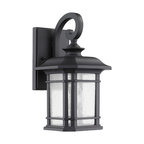 Franklin Transitional 1-Light Black Outdoor Wall Sconce 12" Height