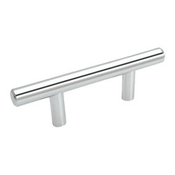 Cosmas - Cosmas 305-2.5CH Polished Chrome 2-1/2&rdquo; CTC (64mm) Euro Bar Pull - Cabinet And Drawer Handle Pulls