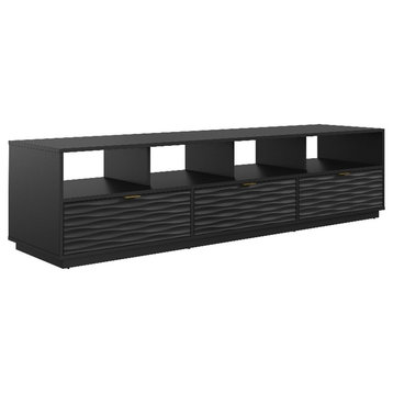 Bowery Hill Modern Engineered Wood 80" Credenza in Black Finish