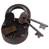 Urban Designs Vintage Antique Iron 4.5"H Lock Padlock With Keys Reproduction
