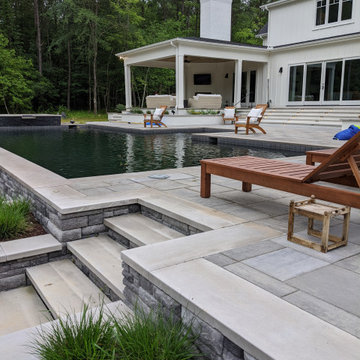 Pool Decking, Retaining Wall and Raised Beds in Apex, NC
