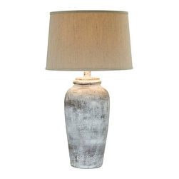Anthony California - Lechee Stone Rock White Table Lamp - Table Lamps