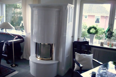 Design ideas for a large scandinavian formal open concept living room in Hamburg.