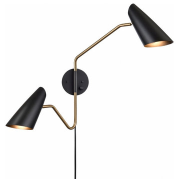 2 Light Swingarm Wall Sconce In Mid-Century Modern Style-22.75 Inches Tall and