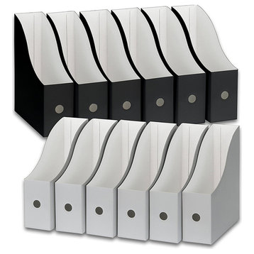 12 Pack - Magazine File Holder Organizer Box, Black, White