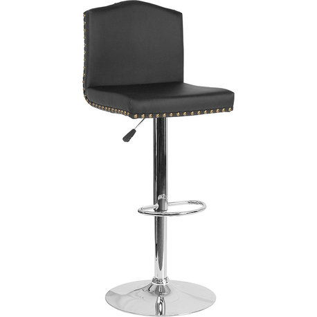 Black Leather Barstool