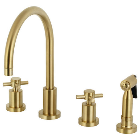 KS8727DXBS Concord 8" Widespread Kitchen Faucet,Brass Sprayer, Brushed Brass