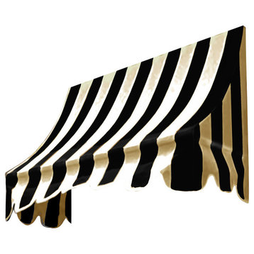 Awntech 6' Nantucket Acrylic Fabric Fixed Awning, Black/Tan Stripe