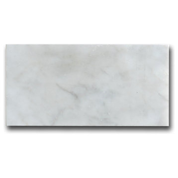 3"x6"Carrara White Marble Field Tile, Polished, Set of 40
