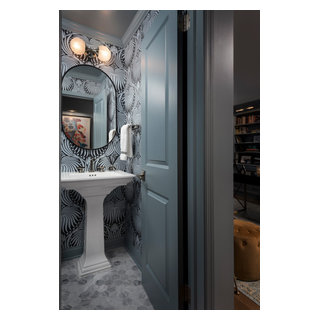 North Lincoln laundry and powder room - Transitional - Powder Room ...