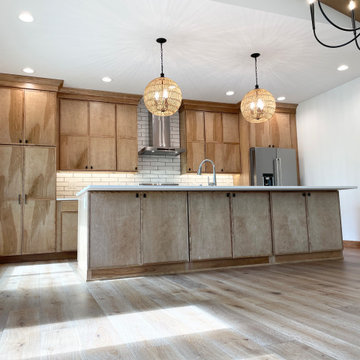 Skinny Shaker Door Kitchen in Birch Pecan Stain